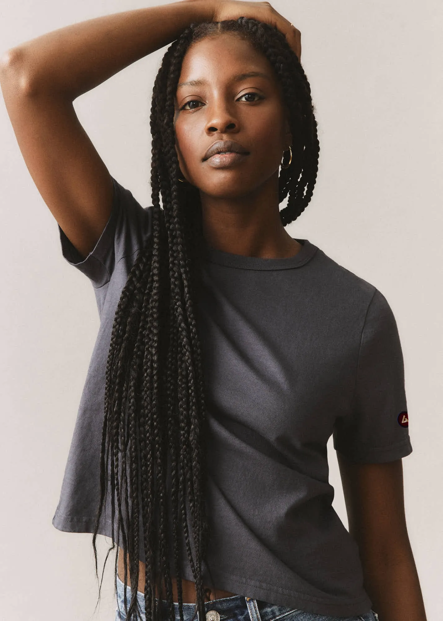 Women's Vintage Crew Tee - Washed Metropolitan Grey sold by American Giant product image thumbnail 5