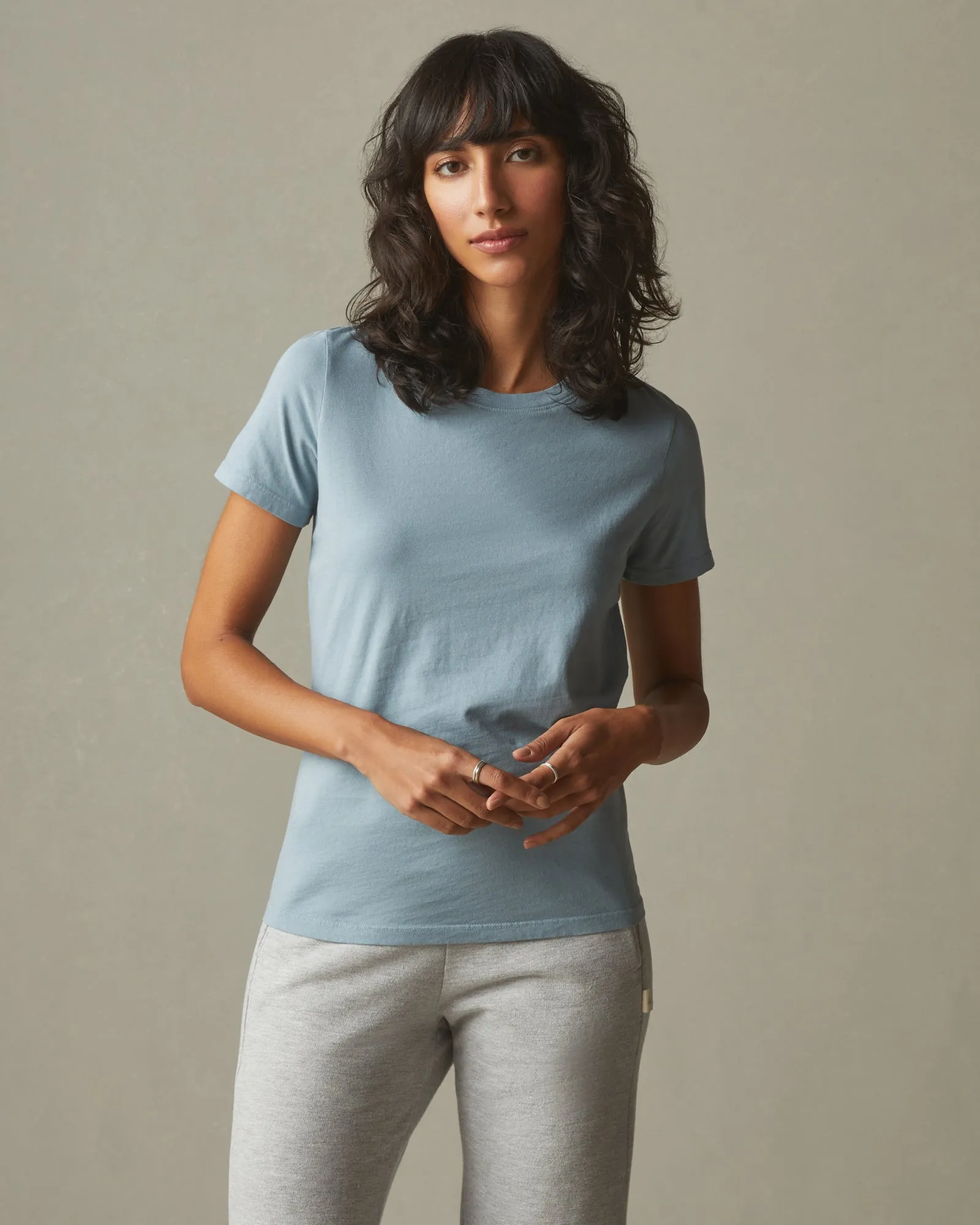 Women's Classic Cotton Crew Tee - Blue Stream sold by American Giant