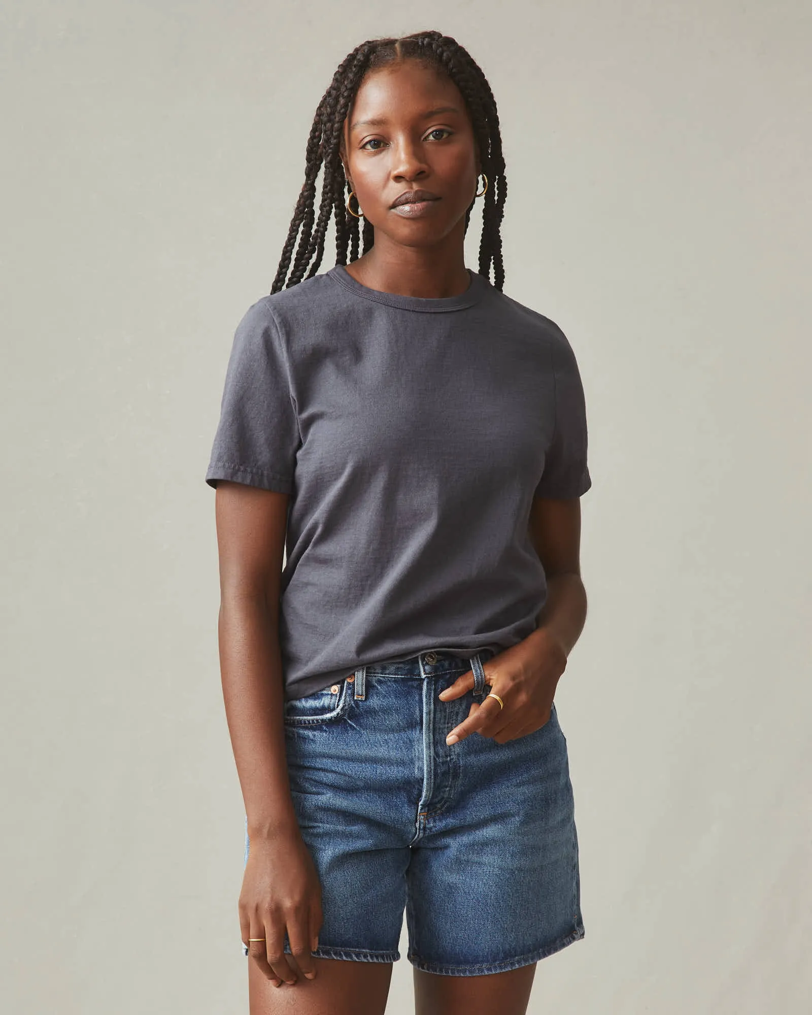 Women's Vintage Crew Tee - Washed Metropolitan Grey sold by American Giant product image thumbnail 2