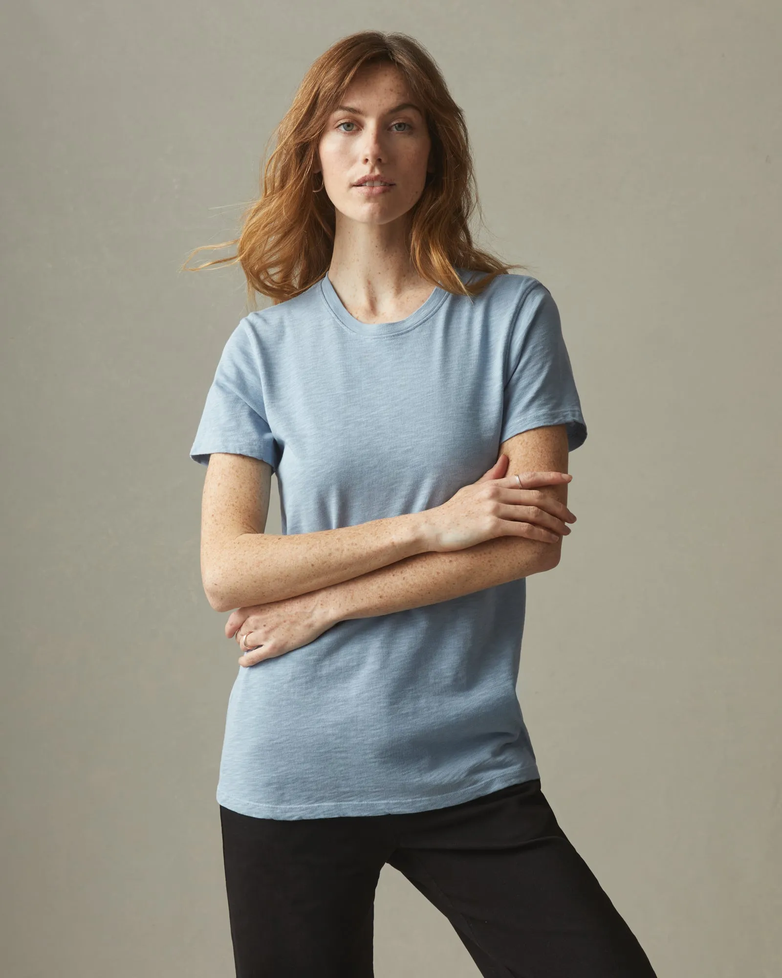 Women's Premium Slub Crew Tee - Light Skies sold by American Giant