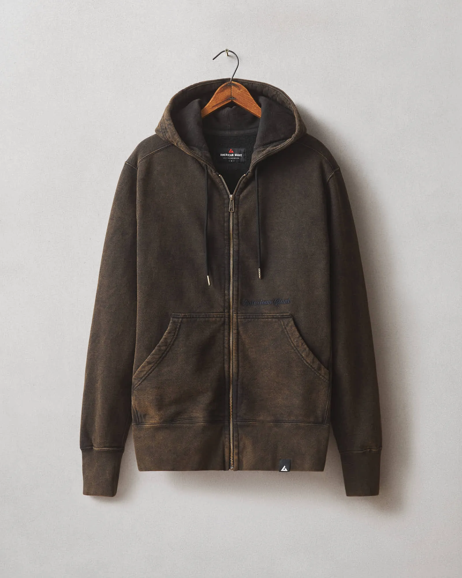 Classic Full Zip - Mineral Wash - Black sold by American Giant
