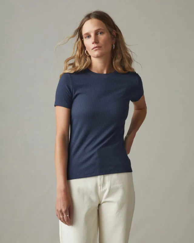 Women's Rib Crew Tee - Evening Blue sold by American Giant