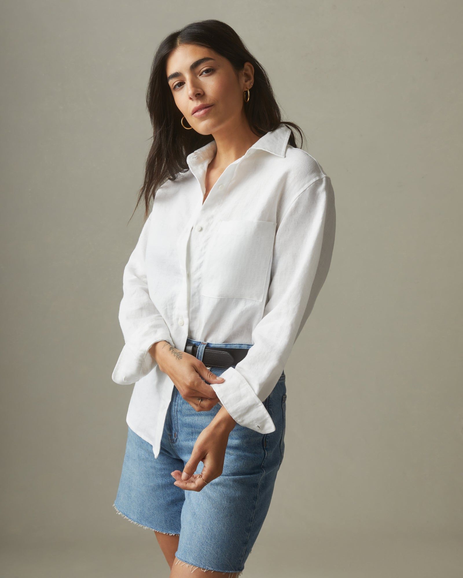 Easy Linen Long Sleeve Shirt - White sold by American Giant product image thumbnail 5