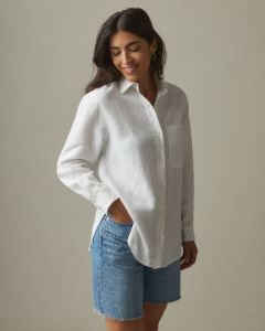 Easy Linen Long Sleeve Shirt - White sold by American Giant