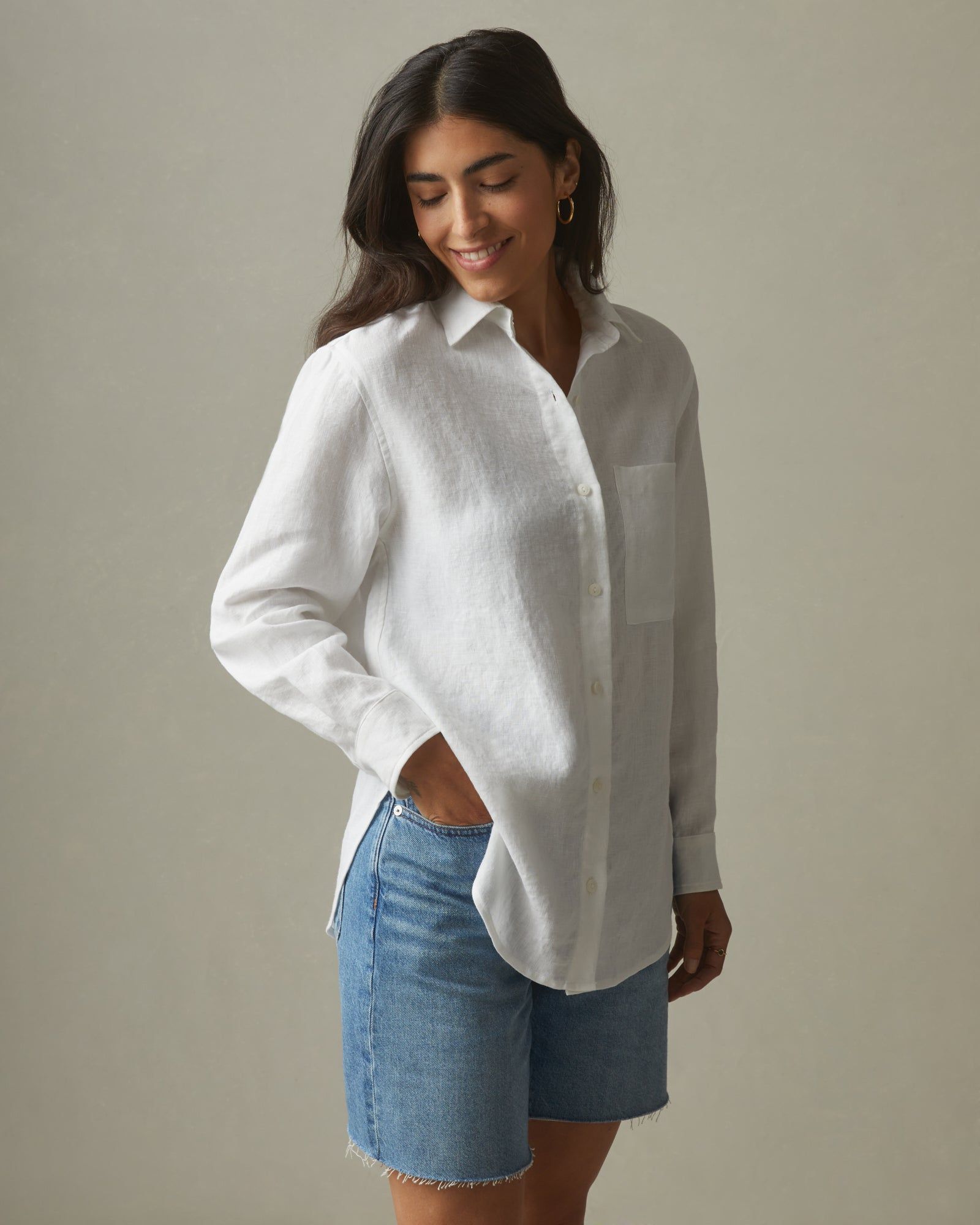 Easy Linen Long Sleeve Shirt - White sold by American Giant product image thumbnail 2