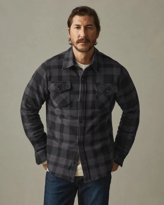 Unisex Redwood Fleece Overshirt - Stealth Plaid sold by American Giant