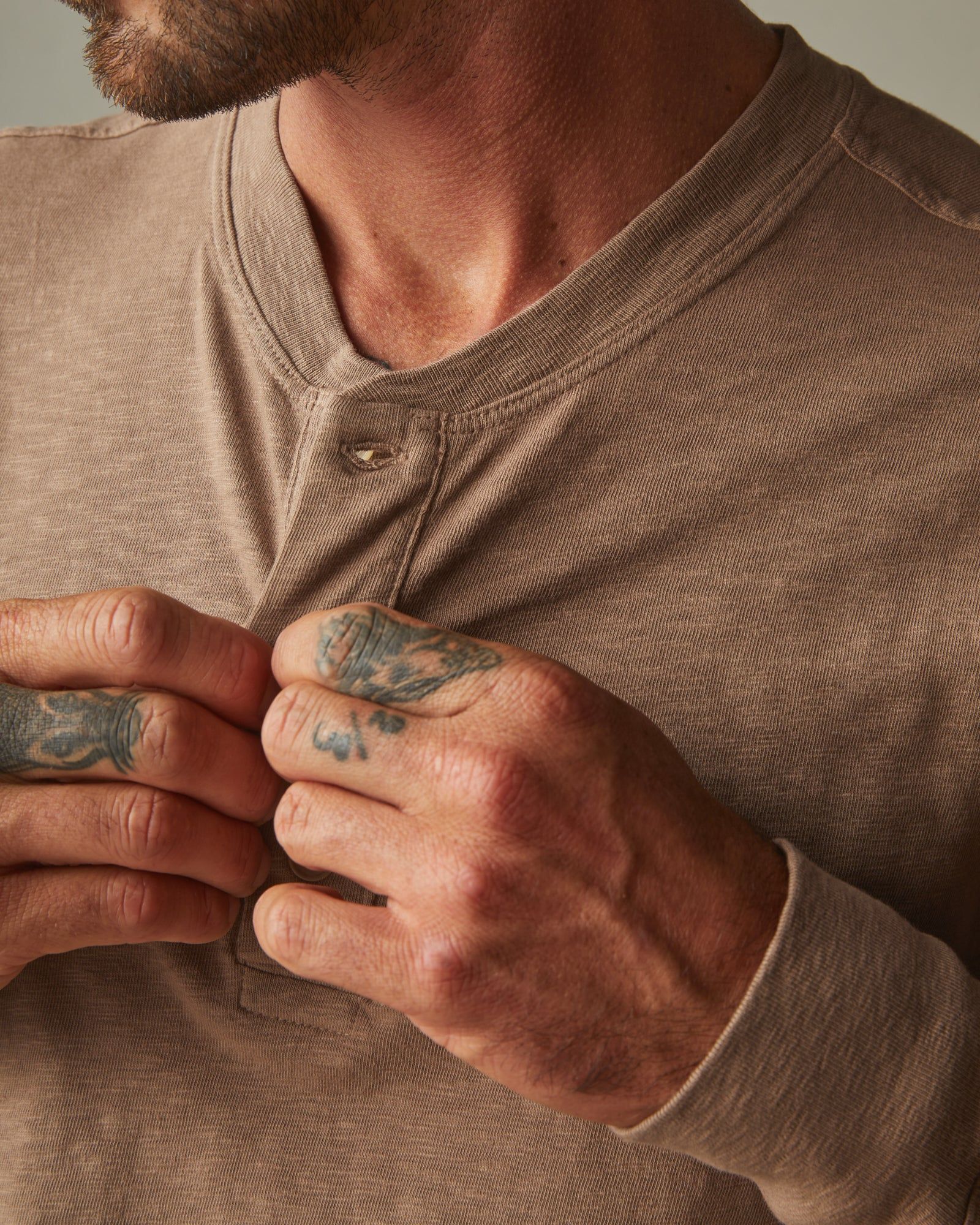 Men's Premium Slub Long Sleeve Henley - Pine Bark sold by American Giant product image thumbnail 3
