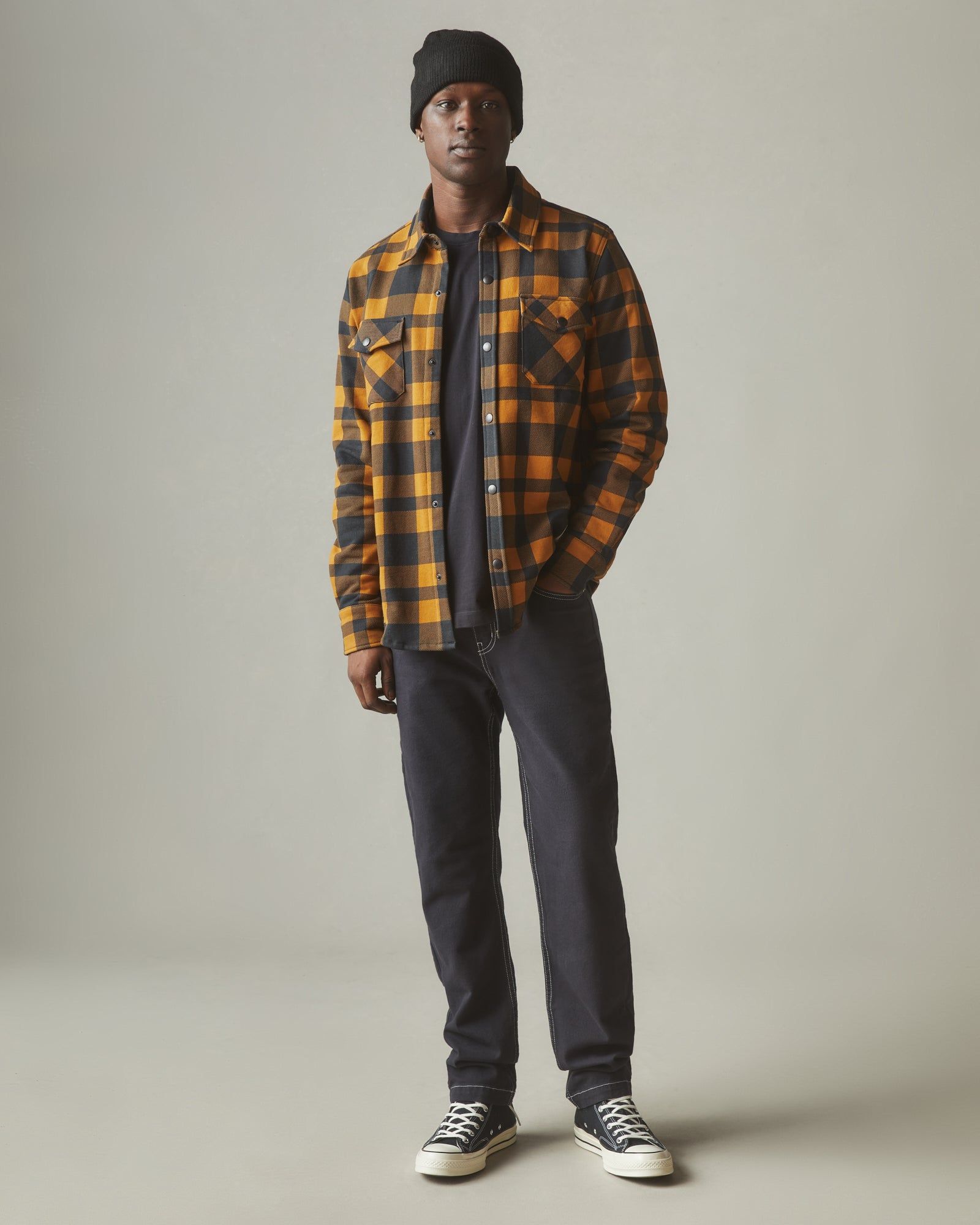 Unisex Redwood Fleece Overshirt - Cathay Spice Plaid sold by American Giant product image thumbnail 4