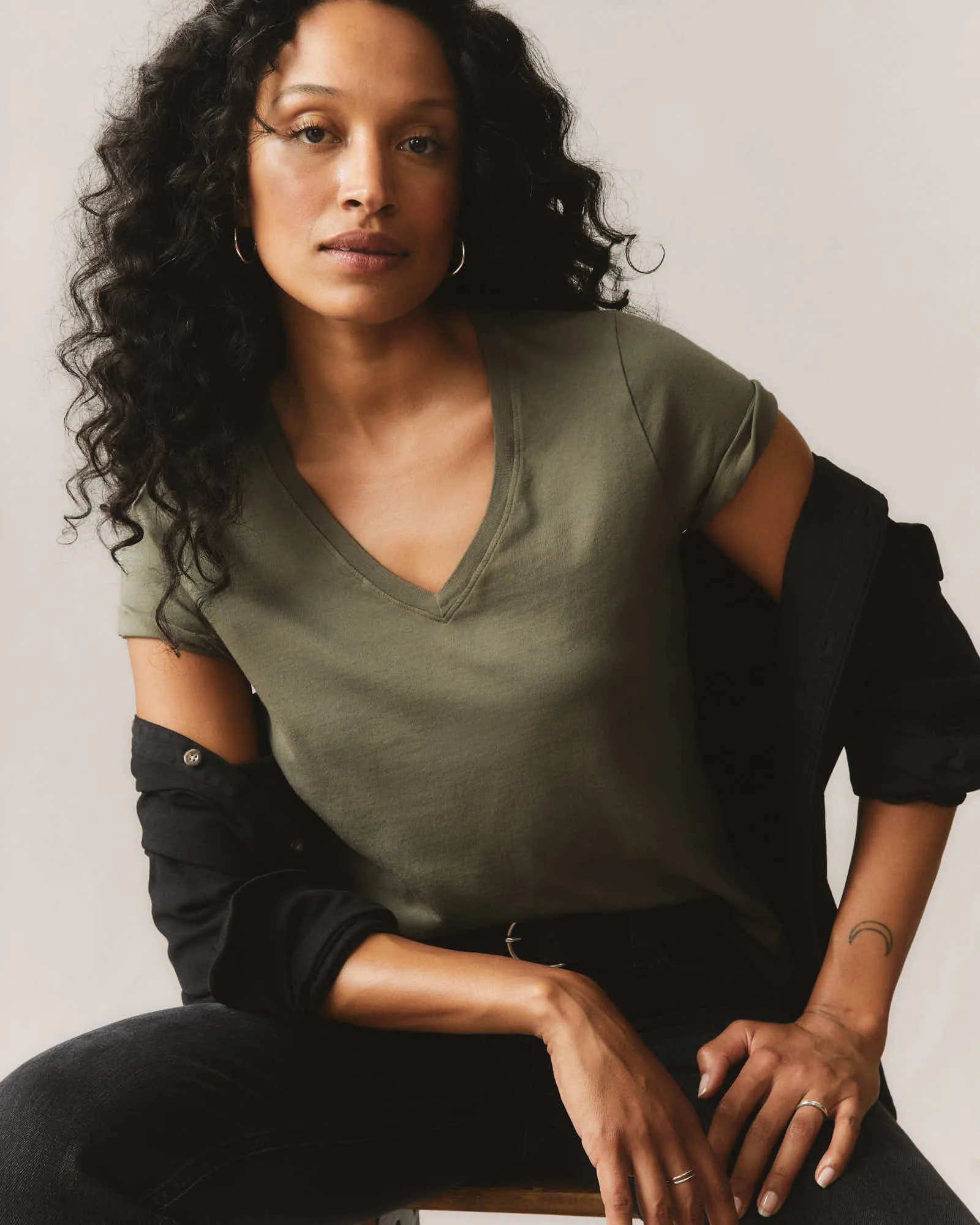 Women's Classic Cotton V-Neck Tee - Artichoke sold by American Giant product image thumbnail 5