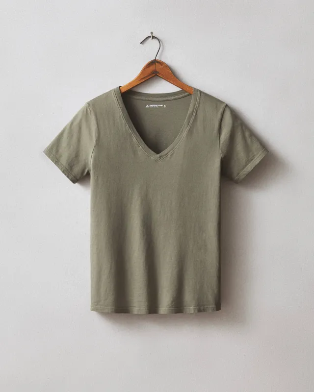 Women's Classic Cotton V-Neck Tee - Artichoke sold by American Giant