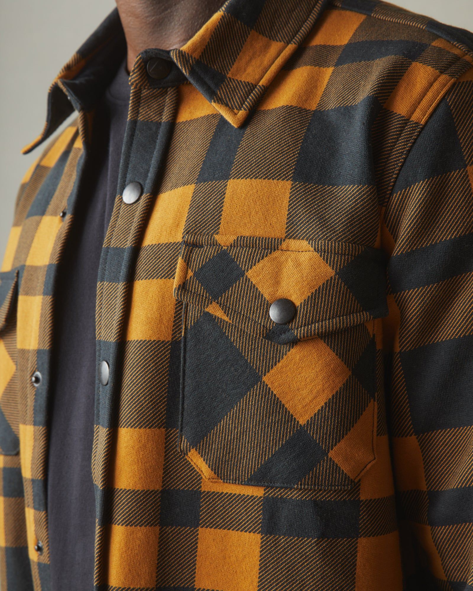 Unisex Redwood Fleece Overshirt - Cathay Spice Plaid sold by American Giant product image thumbnail 3