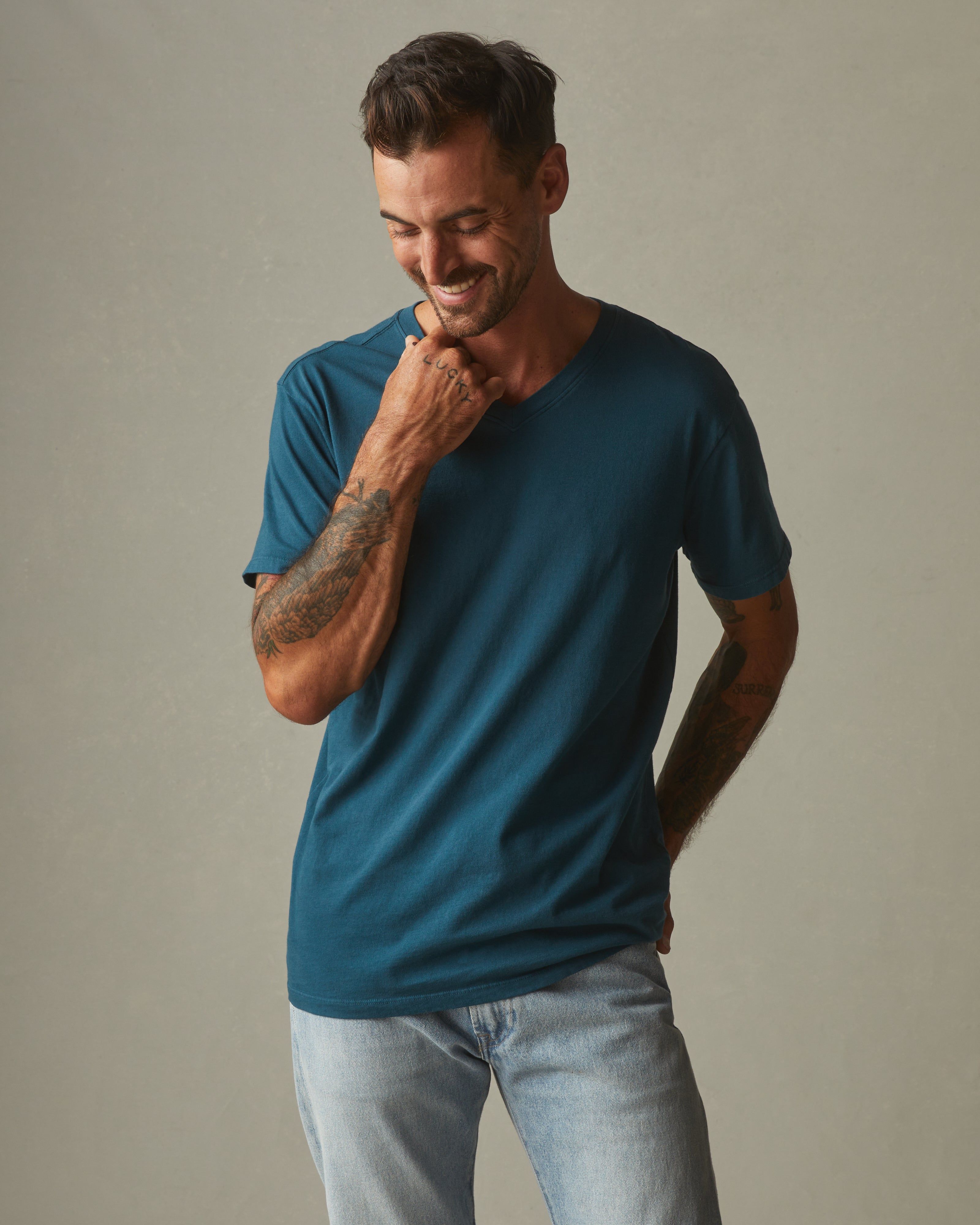 Classic Cotton V-Neck Tee - Blue Mountain sold by American Giant