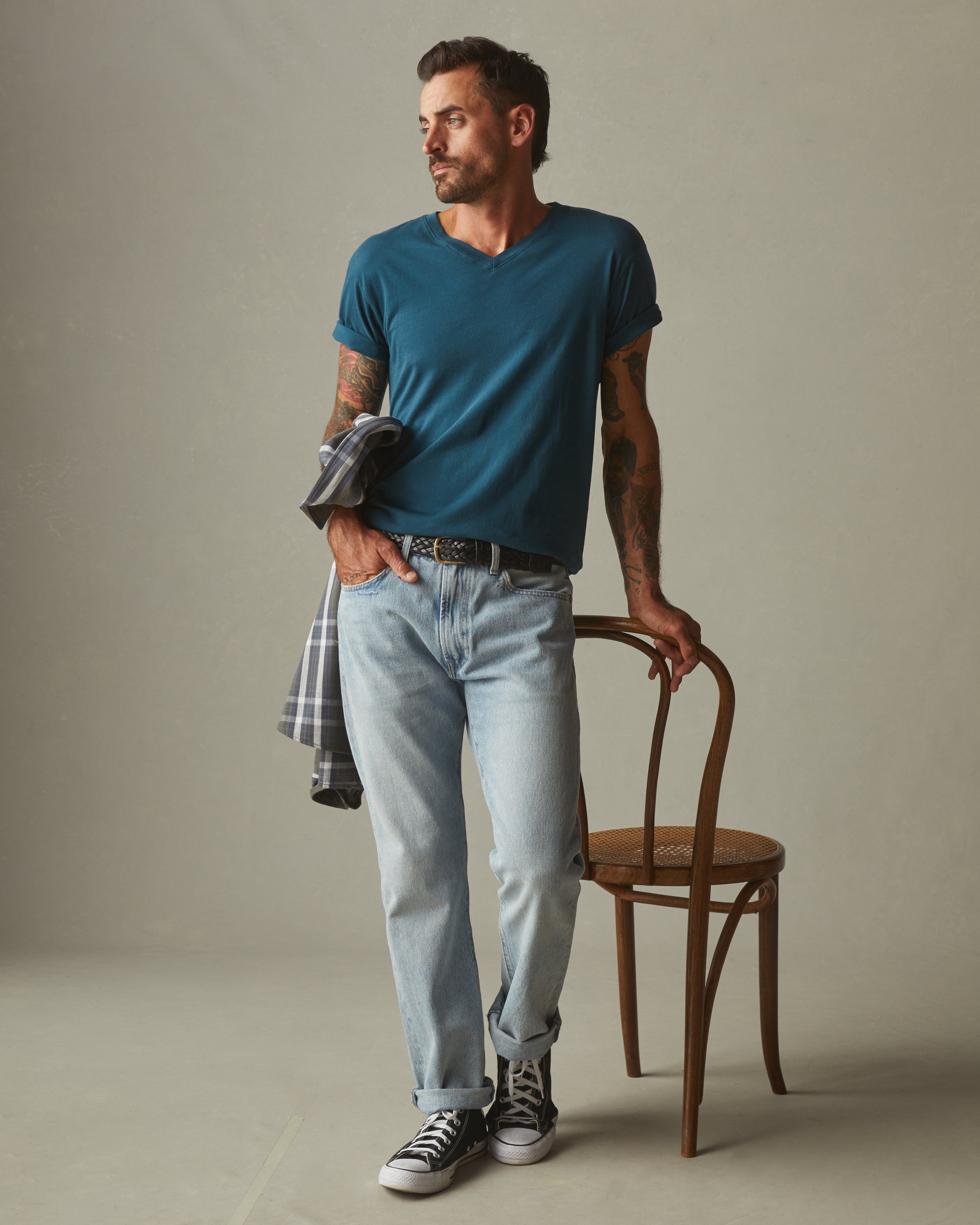 Classic Cotton V-Neck Tee - Blue Mountain sold by American Giant product image thumbnail 4