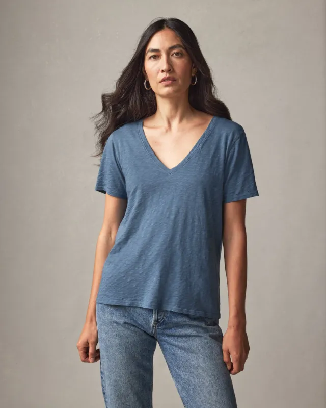Airy Supima V-Neck Tee - Bluefin sold by American Giant