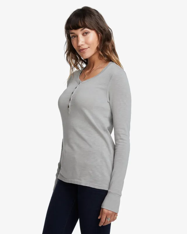Premium Slub Henley Tee Long Sleeve - Cement sold by American Giant