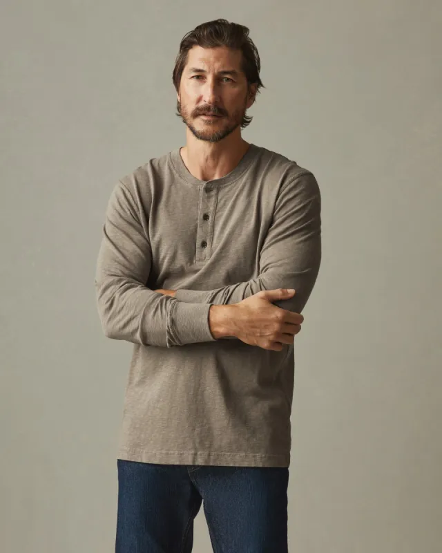 Premium Slub Henley Tee Long Sleeve - Fallen Rock sold by American Giant