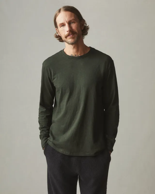 Men's Premium Slub Crew Long Sleeve Tee - Dark Elm sold by American Giant