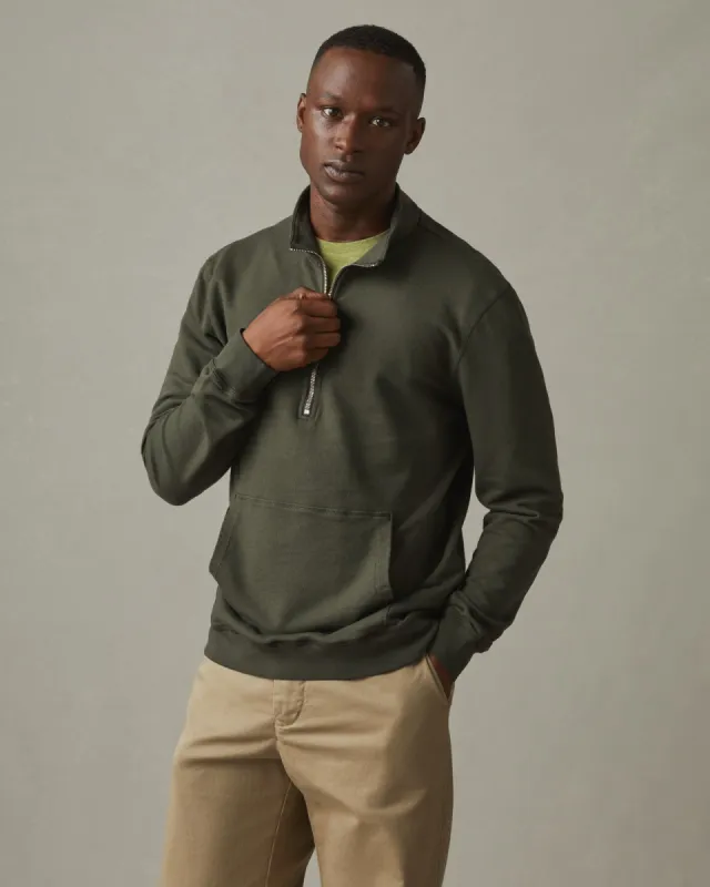 Men's French Terry Half Zip - Deep Olive sold by American Giant