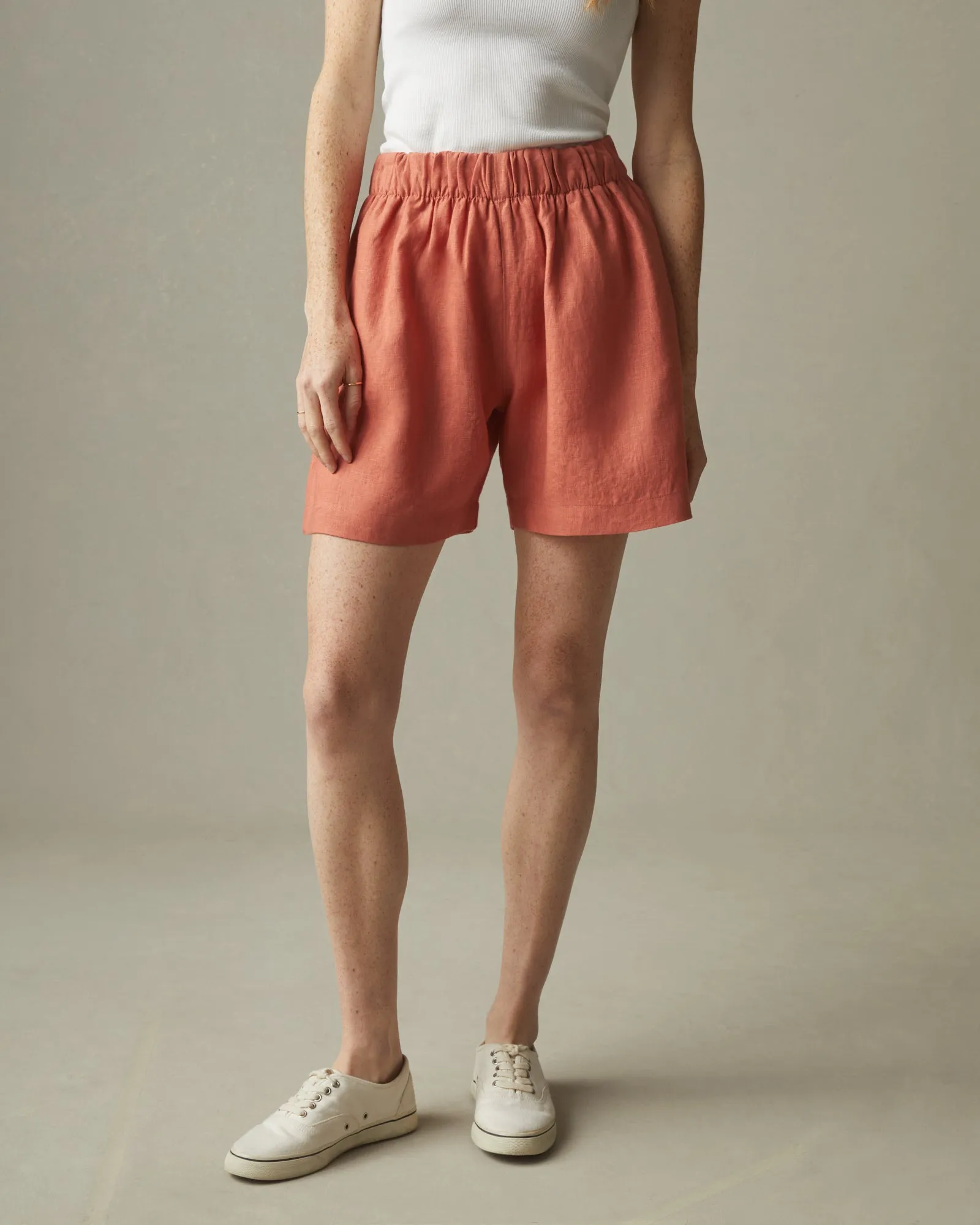 Women's Linen Short - Deep Apricot sold by American Giant