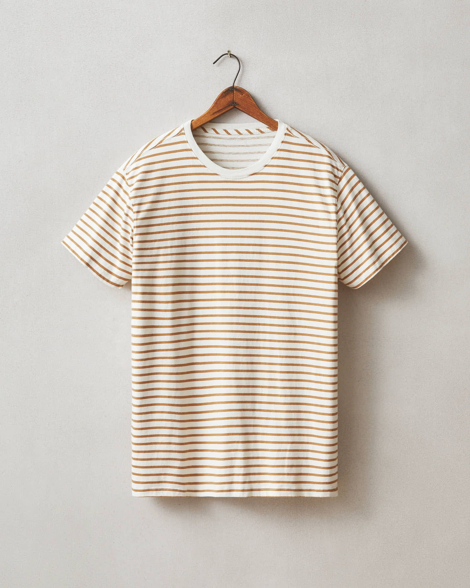 Classic Cotton Crew Tee Striped - Cashew Stripe sold by American Giant