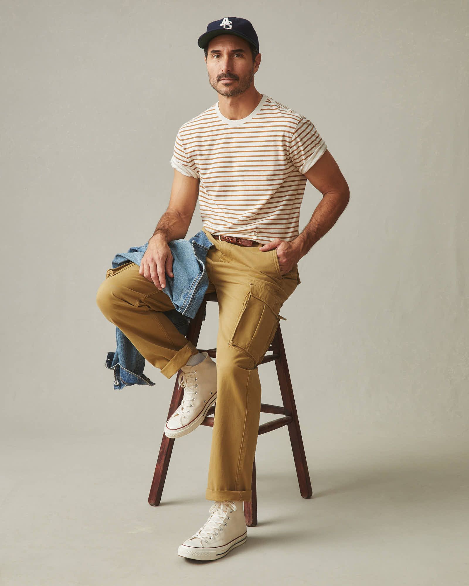 Classic Cotton Crew Tee Striped - Cashew Stripe sold by American Giant product image thumbnail 5