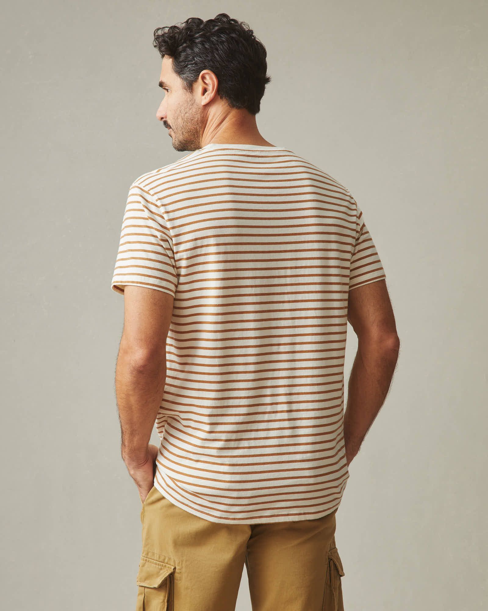 Classic Cotton Crew Tee Striped - Cashew Stripe sold by American Giant product image thumbnail 3