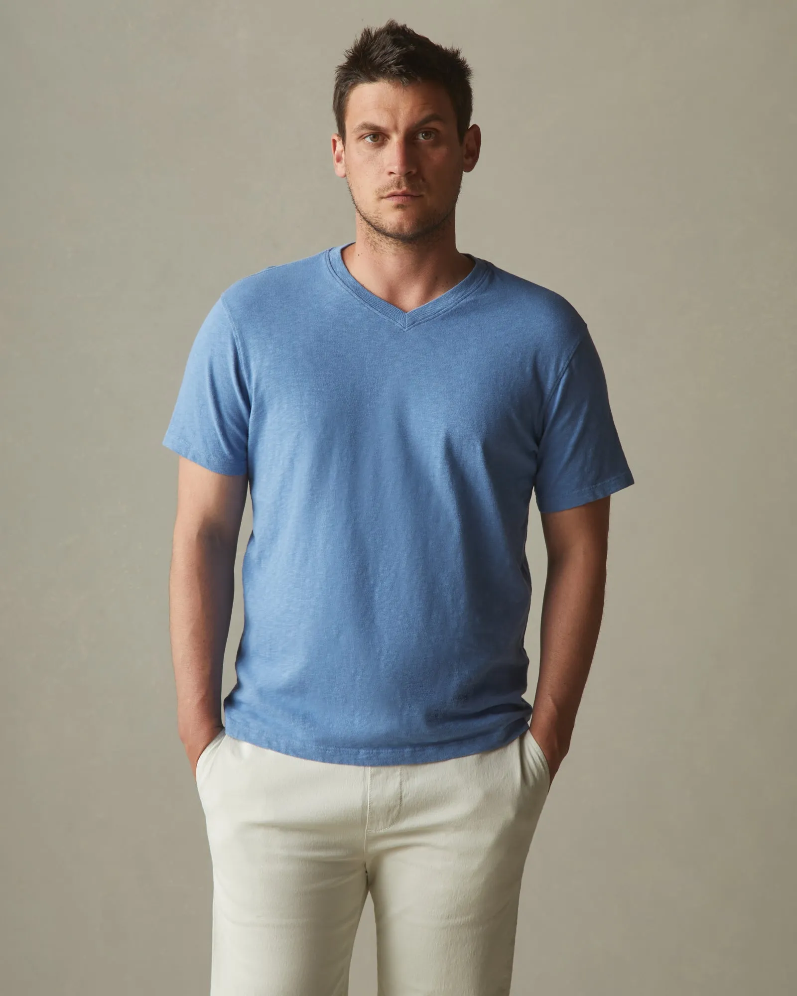 Men's Premium Slub V-Neck Tee - Sailor Blue sold by American Giant