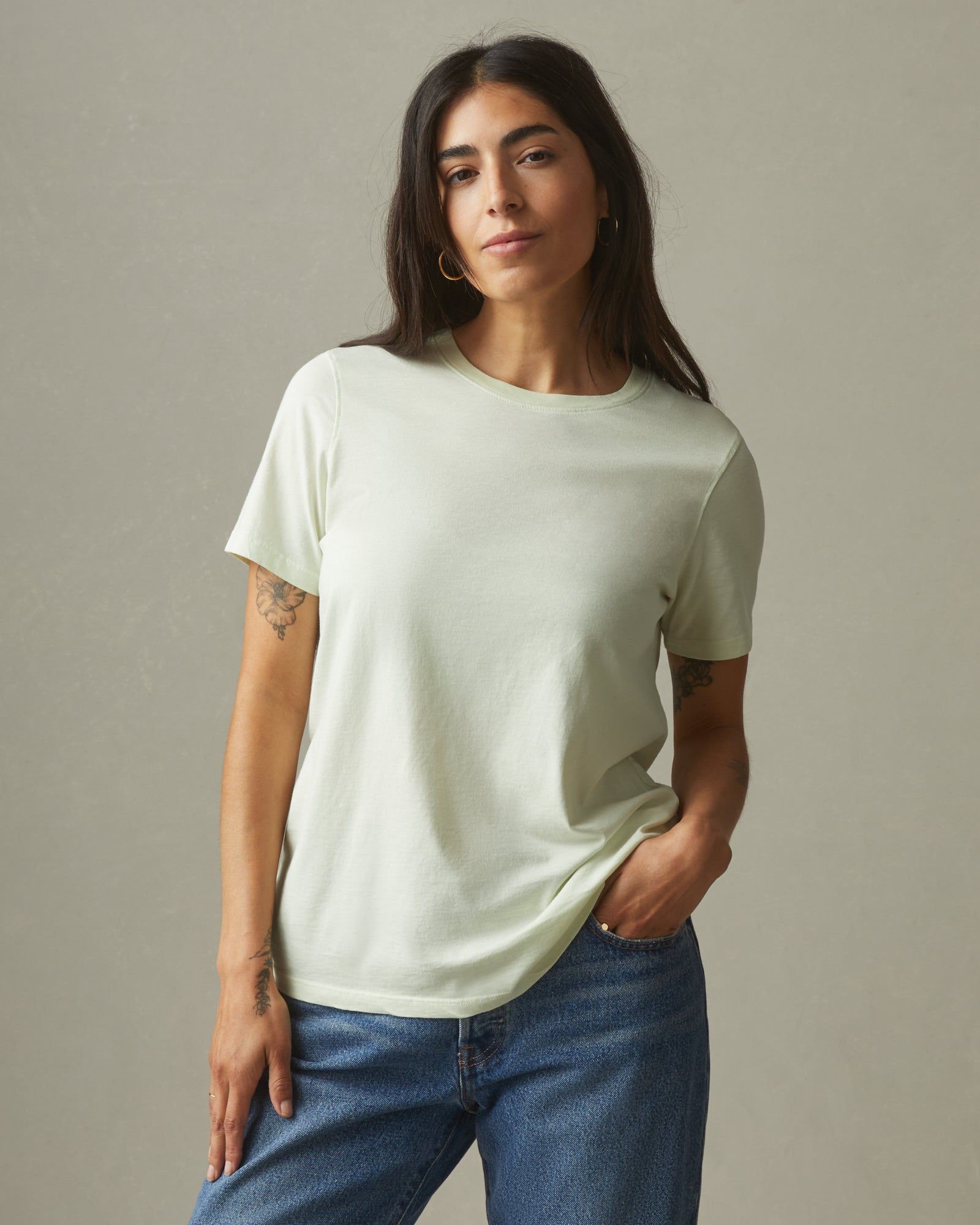 Women's Classic Cotton Crew Tee - Aloe Wash sold by American Giant