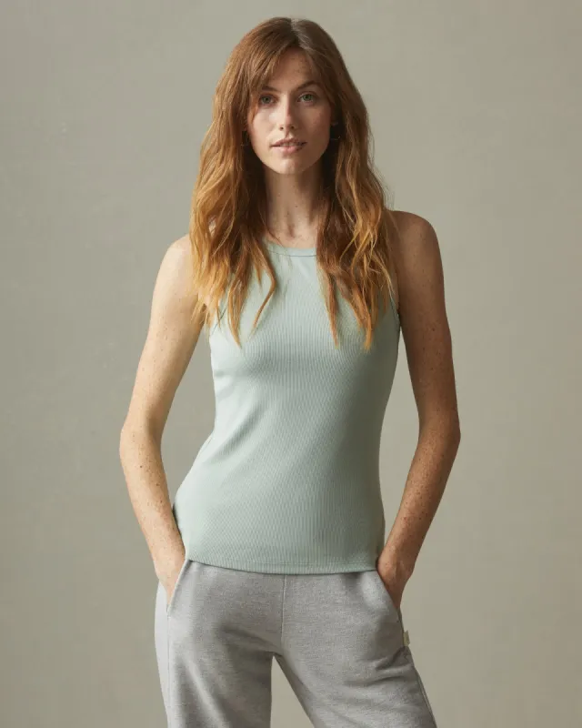 Women's Stretch Rib Tank - Aqua Grey sold by American Giant
