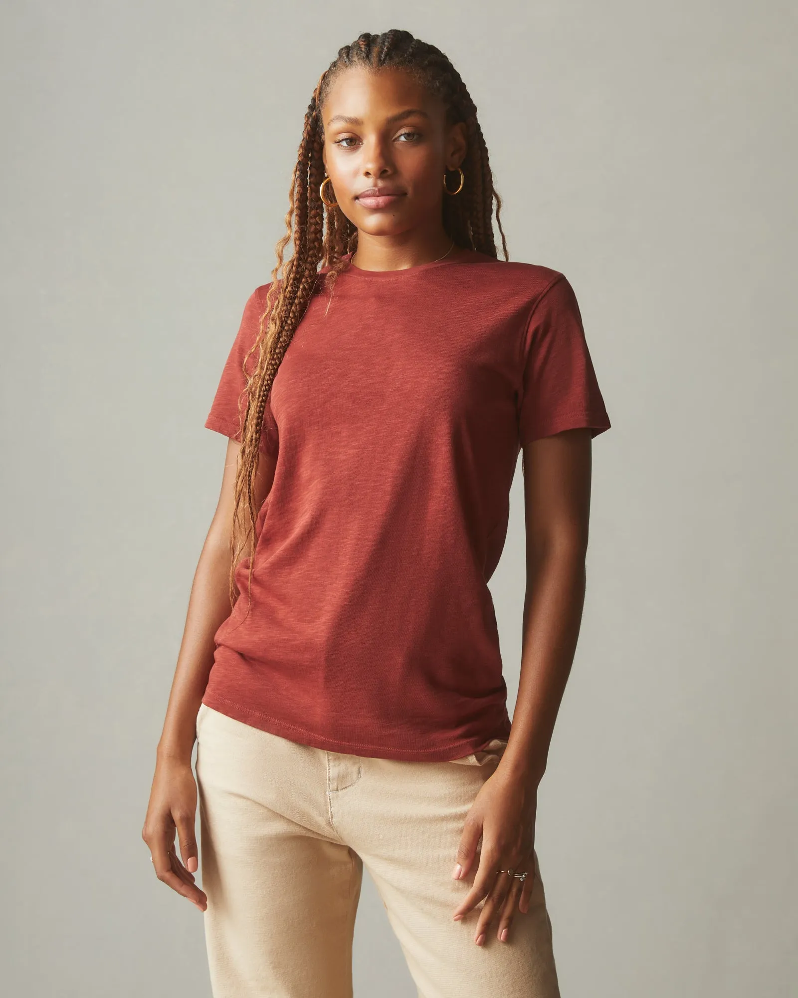 Women's Premium Slub Crew Tee - Burnt Pepper sold by American Giant
