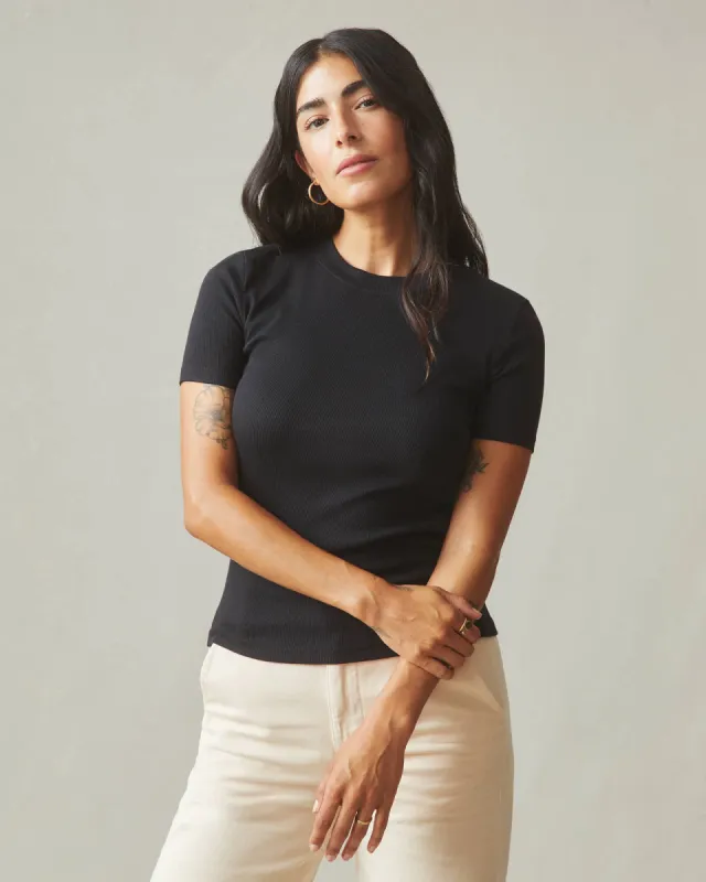 Women's Luxe Rib Crew Tee - Meteorite sold by American Giant