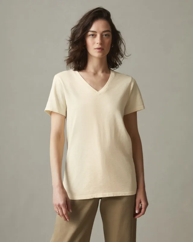 Women's Premium Slub V-Neck Tee - Egg Shell sold by American Giant