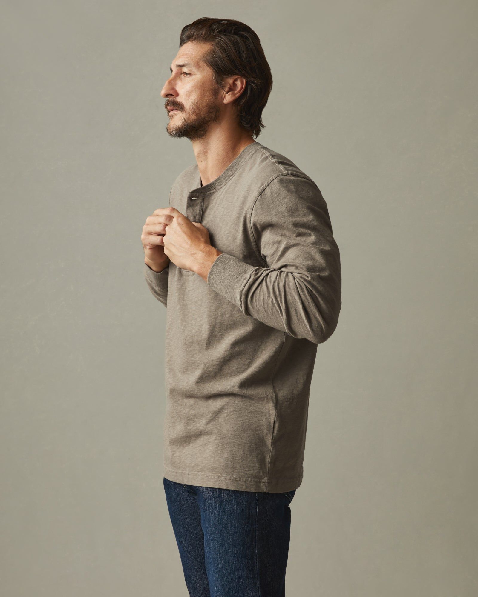 Premium Slub Henley Tee Long Sleeve - Fallen Rock sold by American Giant product image thumbnail 2