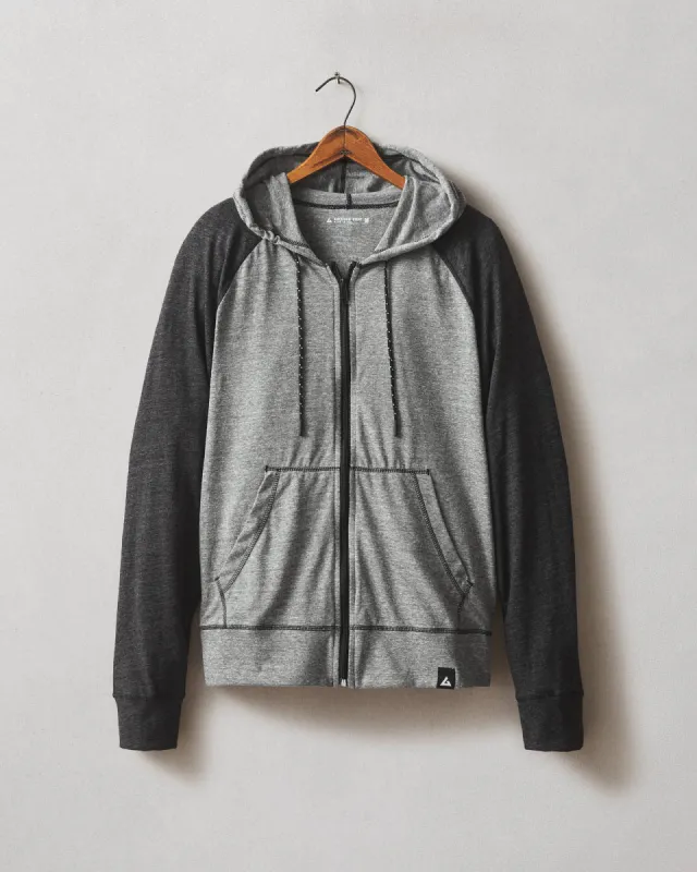 Colorblock Lightweight Full Zip - Grey Ink Black Heather sold by American Giant