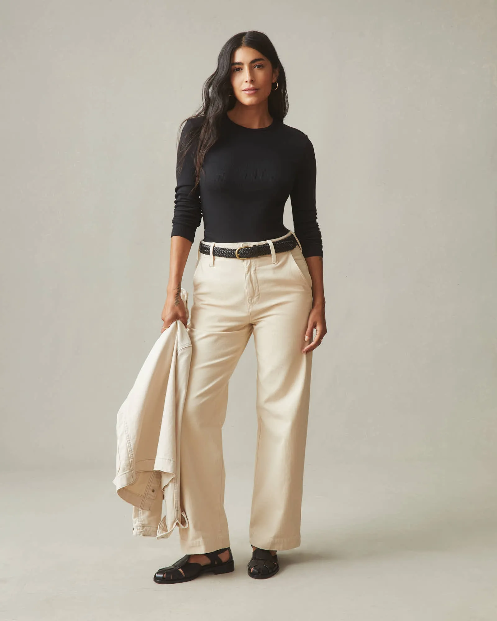 Women's Luxe Rib Crew Long Sleeve - Meteorite sold by American Giant product image thumbnail 4