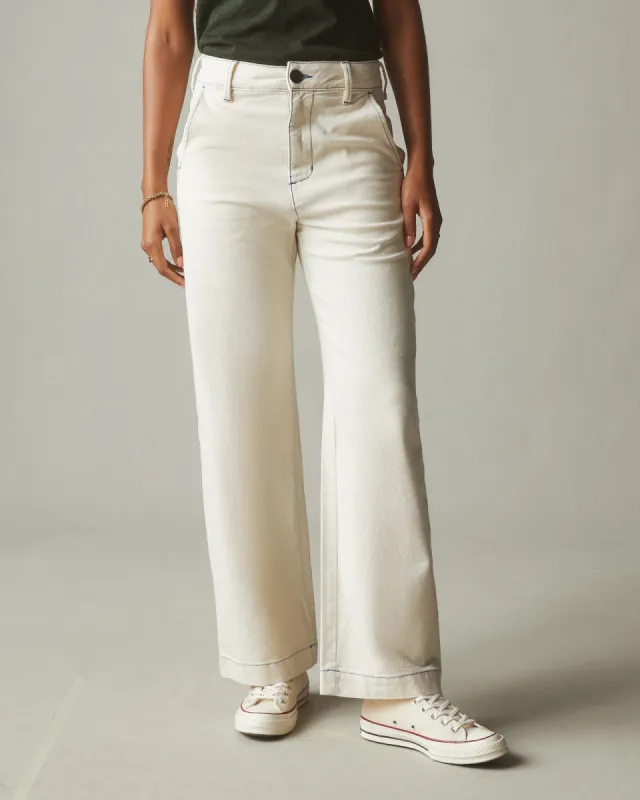Women's Roughneck Wide Leg - Contrast Stitch - PFD Natural sold by American Giant