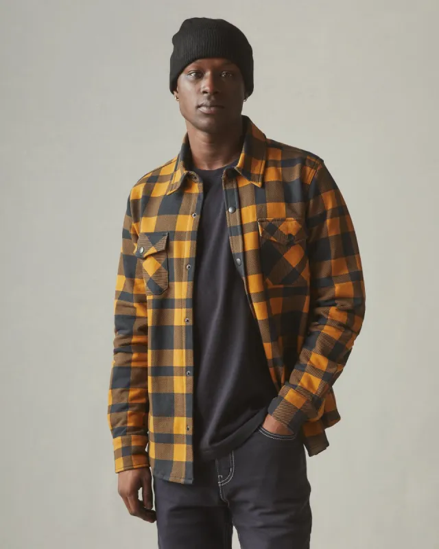 Unisex Redwood Fleece Overshirt - Cathay Spice Plaid sold by American Giant