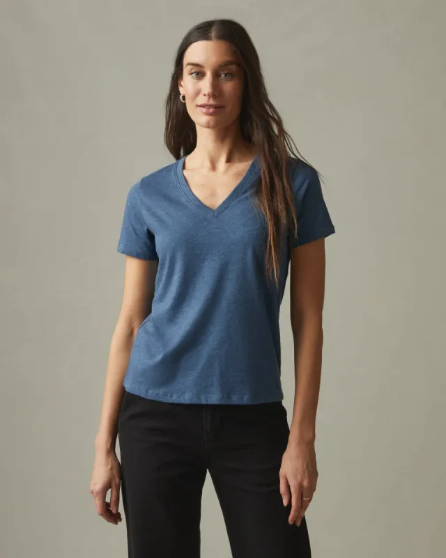 Classic Cotton V-Neck Tee - Blue Storm Heather sold by American Giant