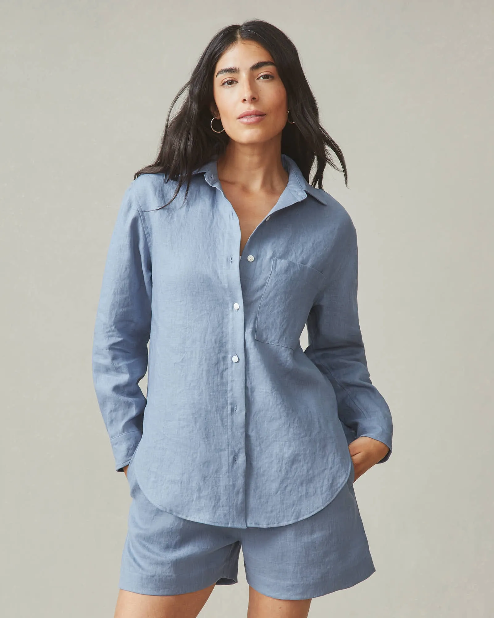 Women's Linen Long Sleeve Shirt - Beach Horizon sold by American Giant product image thumbnail 2