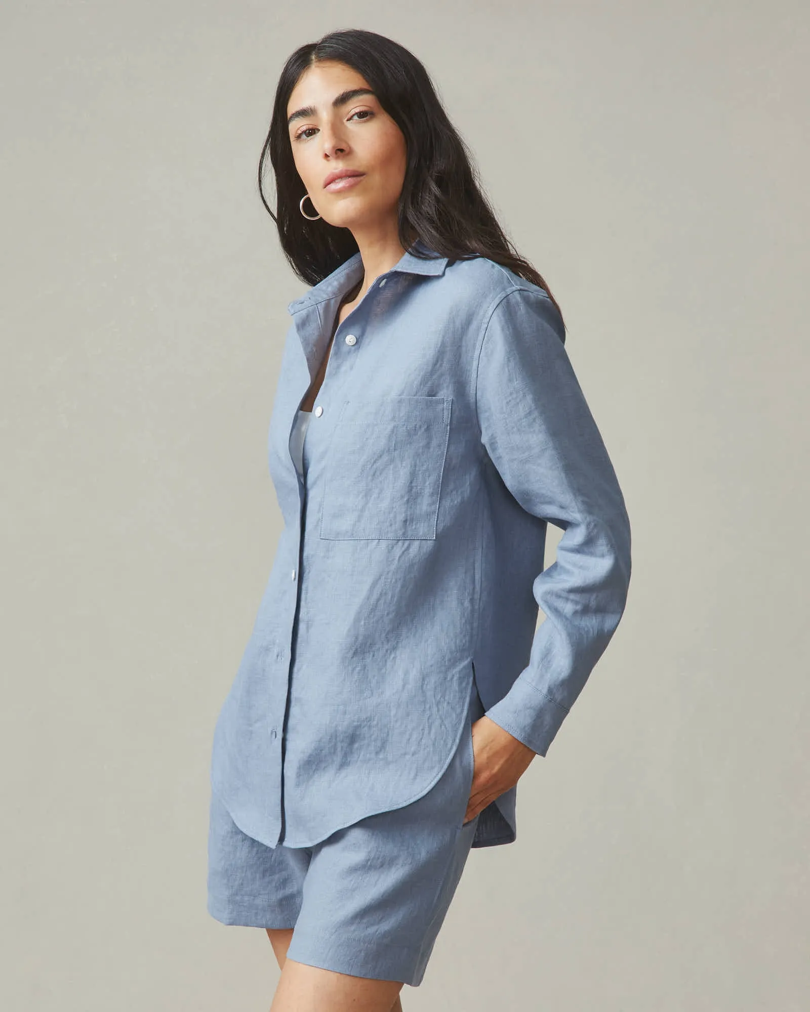 Women's Linen Long Sleeve Shirt - Beach Horizon sold by American Giant product image thumbnail 3