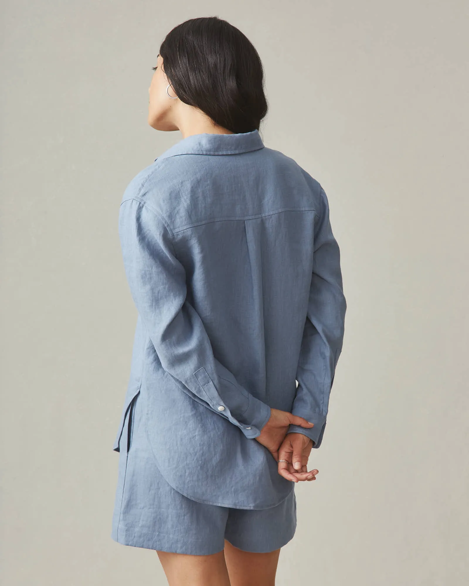Women's Linen Long Sleeve Shirt - Beach Horizon sold by American Giant product image thumbnail 4