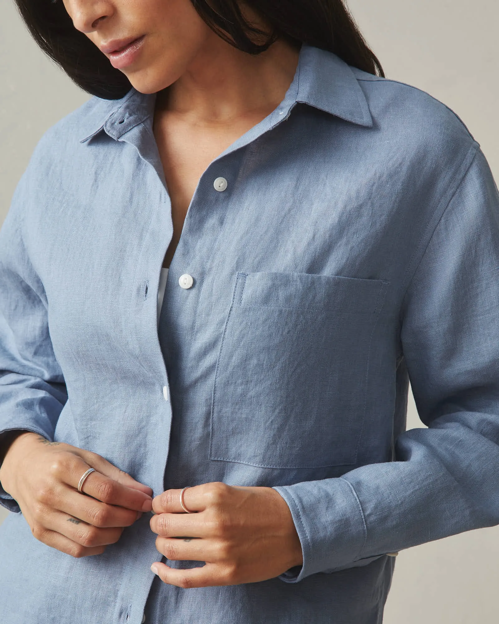 Women's Linen Long Sleeve Shirt - Beach Horizon sold by American Giant product image thumbnail 5