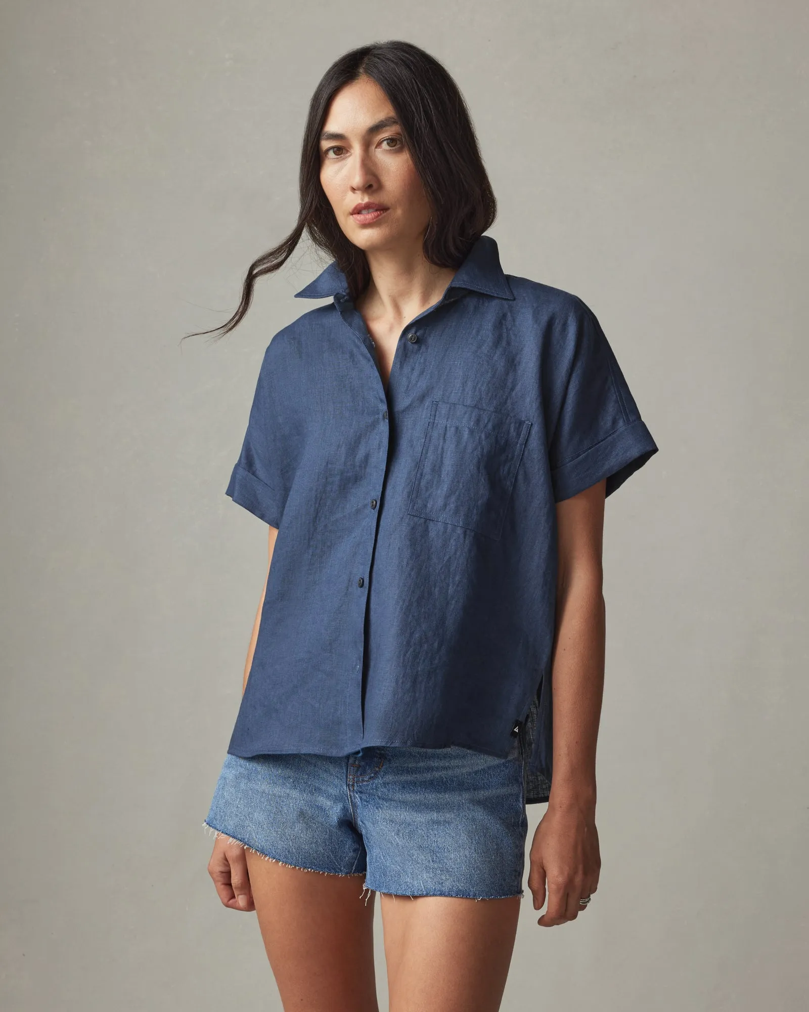 Women's Linen Shirt - Nautical Blue sold by American Giant