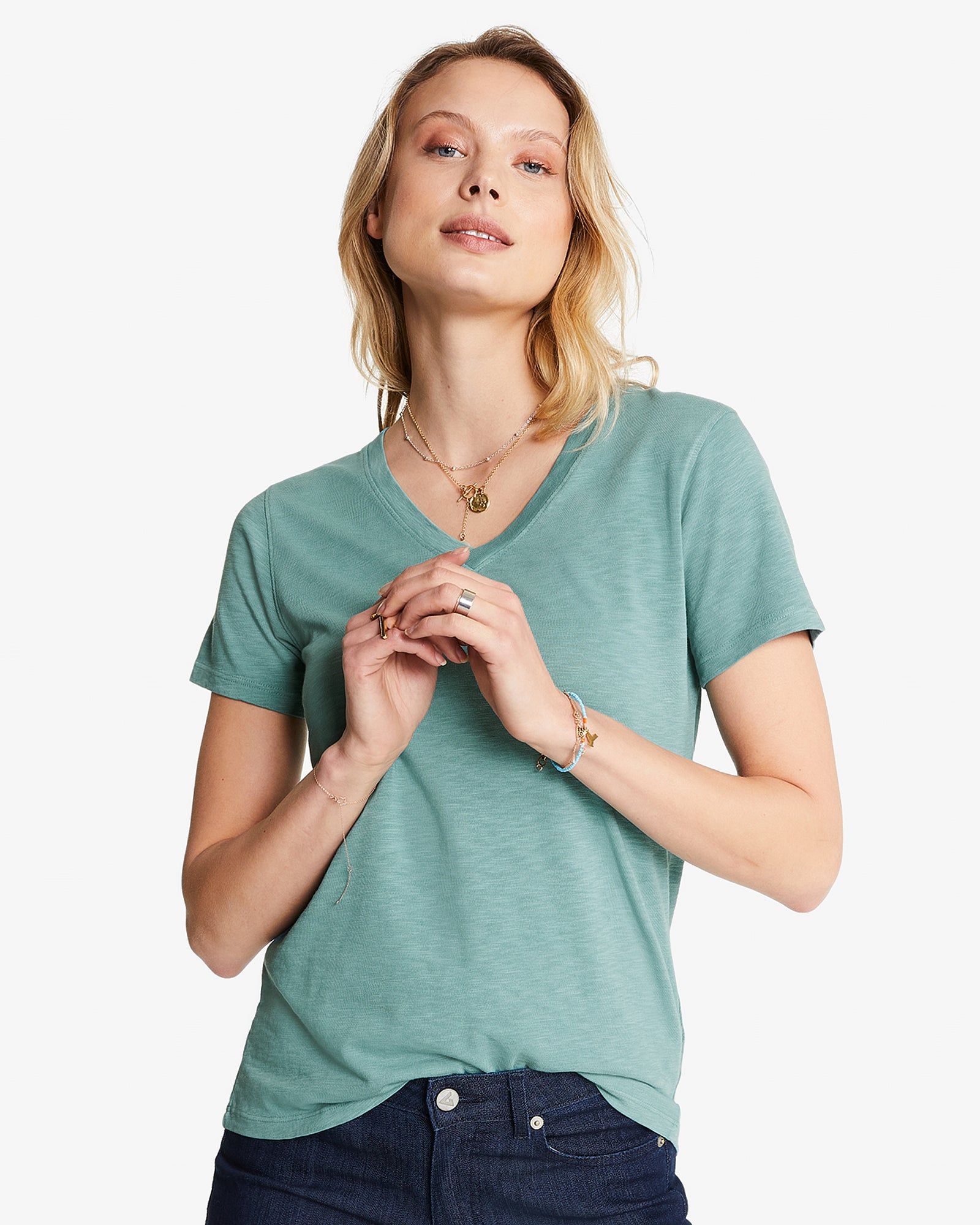 Premium Slub V-Neck Tee - Azure Sage sold by American Giant product image thumbnail 5