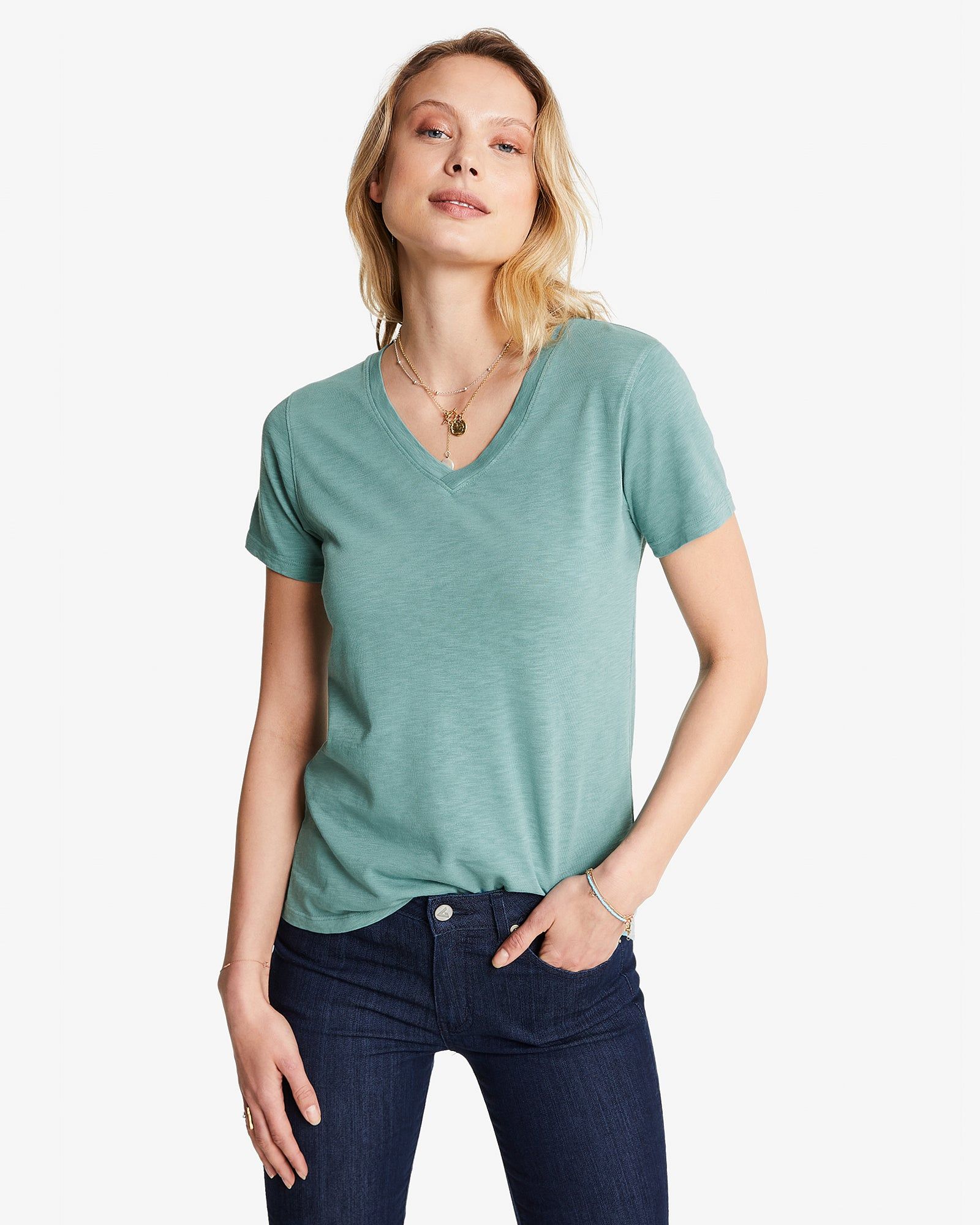 Premium Slub V-Neck Tee - Azure Sage sold by American Giant product image thumbnail 4