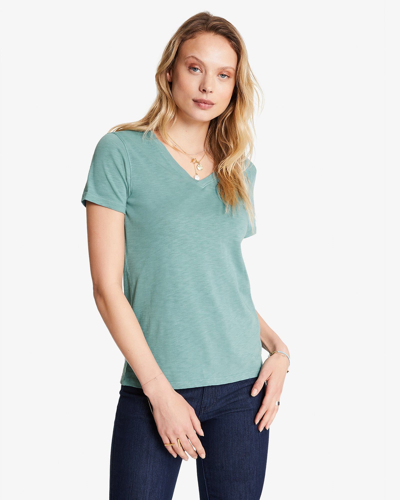 Premium Slub V-Neck Tee - Azure Sage sold by American Giant product image thumbnail 2