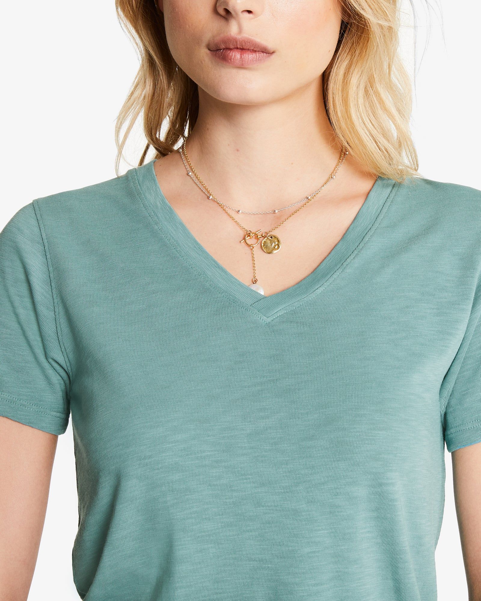 Premium Slub V-Neck Tee - Azure Sage sold by American Giant product image thumbnail 6