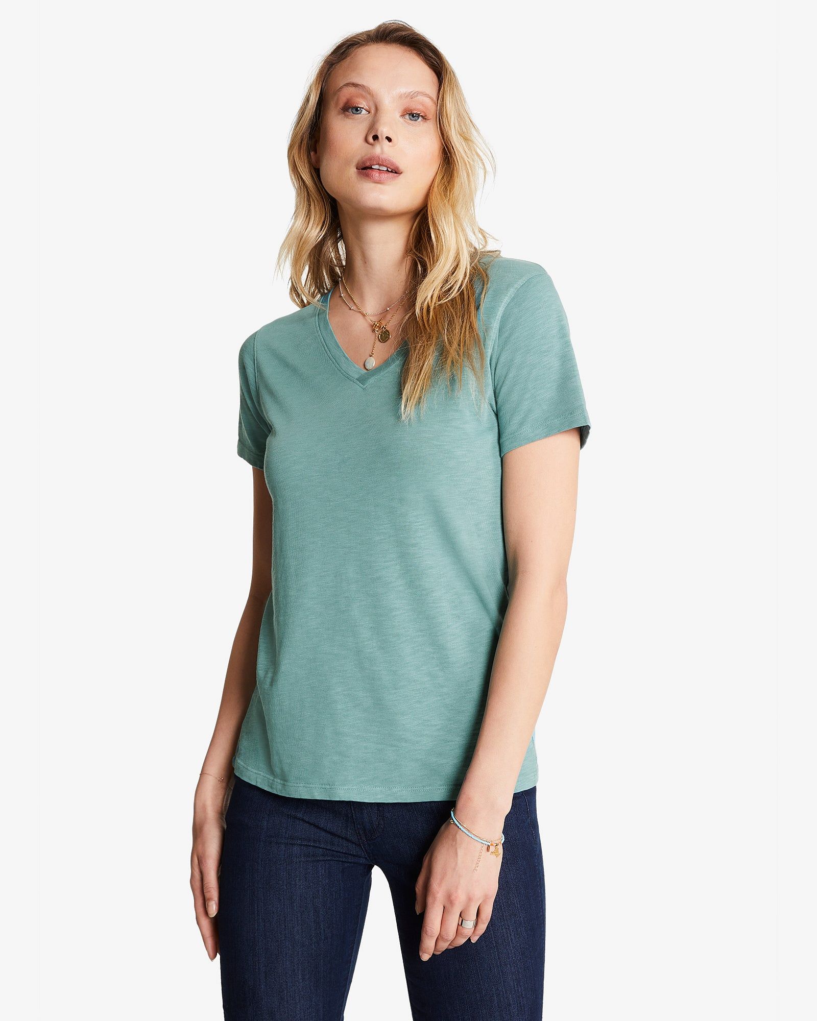 Premium Slub V-Neck Tee - Azure Sage sold by American Giant