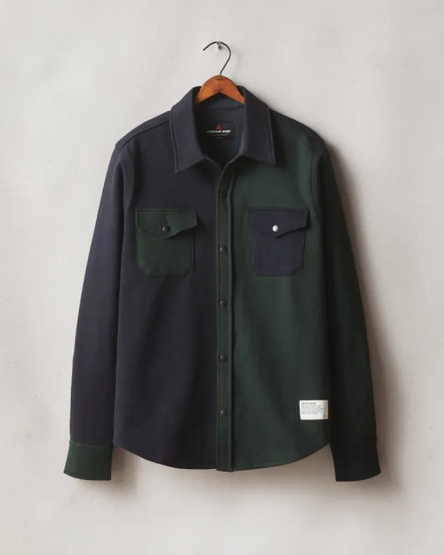Unisex Redwood Fleece Overshirt - Green Navy sold by American Giant