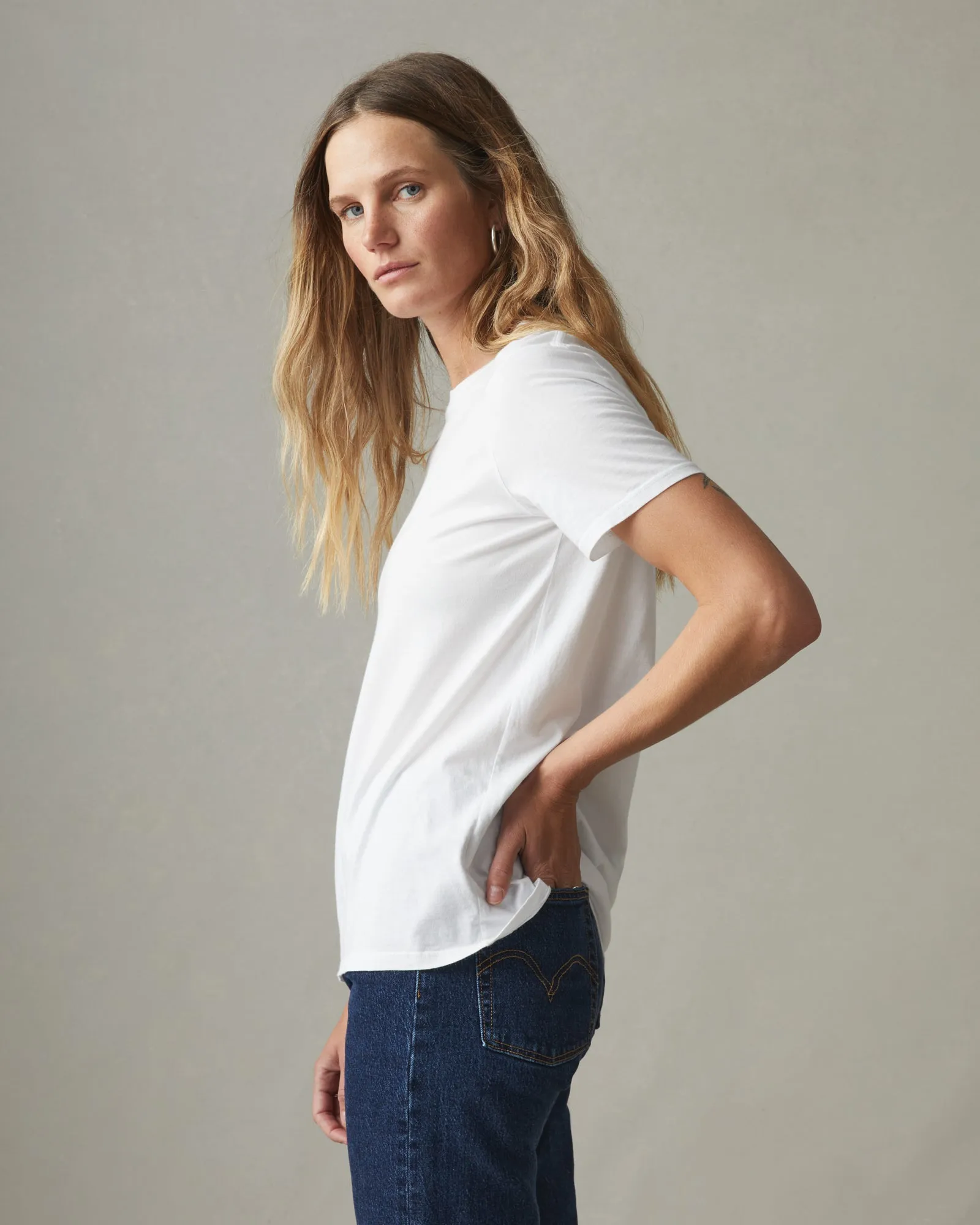 Women's Classic Cotton Crew Tee - White sold by American Giant product image thumbnail 2